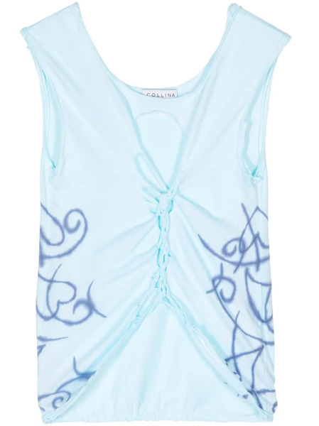  Collina Strada Twist-front Organic-cotton Top - Blue 