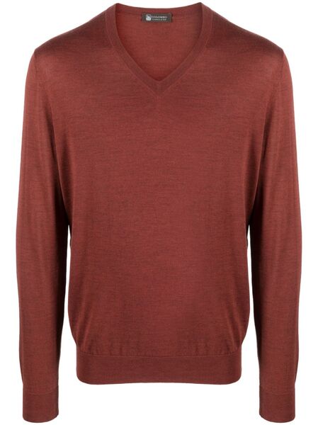  Colombo Fine-knit V-neck Jumper - Red 