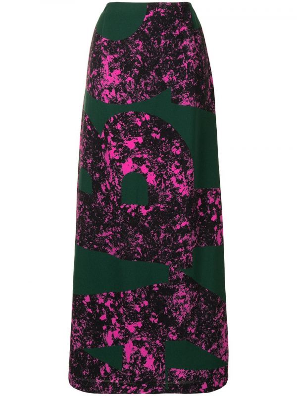  Colville Abstract Print Long Skirt - Green 