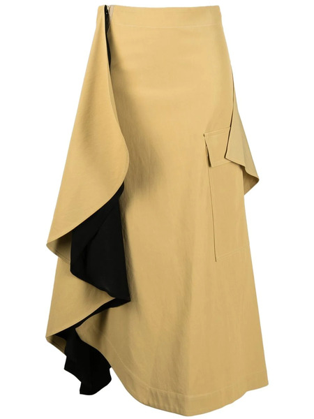  Colville Asymmetric Draped Ruffle Midi-skirt - Neutrals 
