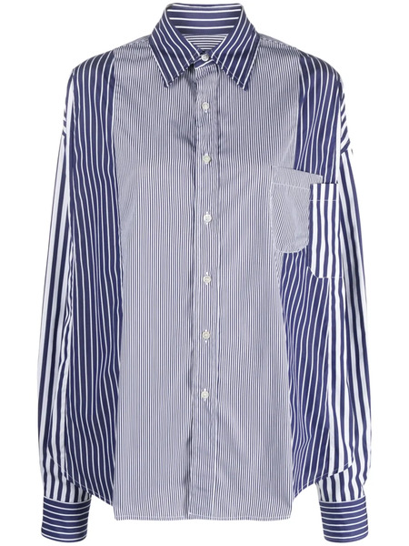  Colville Frankenstein Striped Patchwork Shirt - Blue 