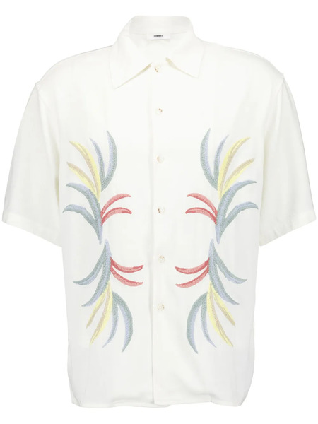  Commas Embroidered Camp-collar Shirt - Neutrals 