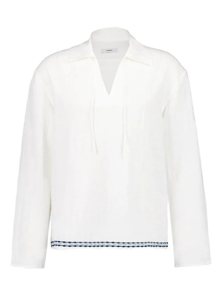  Commas Embroidered Tie-neck Shirt - White 