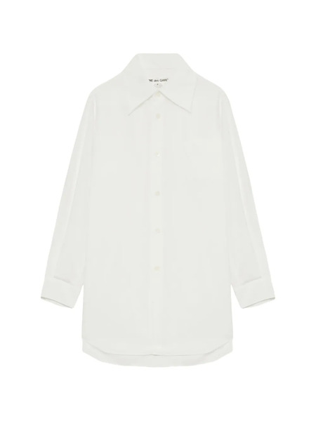  Comme Des Garçons Chest-pocket Collared Mini Dress - White 