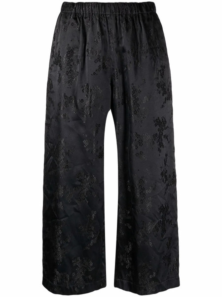  Comme Des Garçons Comme Des Garçons Floral-jacquard Cropped Trousers - Black 