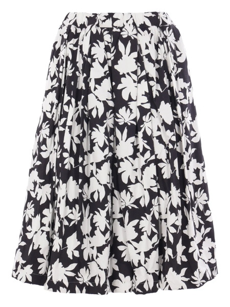  Comme Des Garçons Comme Des Garçons Floral-print Midi Skirt - Black 