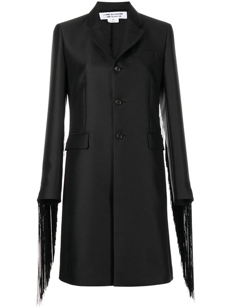  Comme Des Garçons Comme Des Garçons Fringe-sleeve Single-breasted Coat - Black 