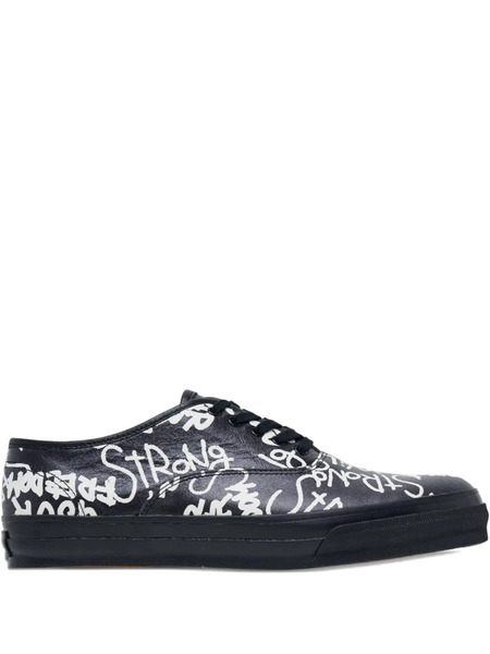 Comme Des Garçons Comme Des Garçons Message-printed Leather Sneakers - Black 