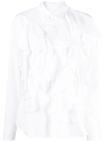  Comme Des Garçons Comme Des Garçons Ruffled Buttoned Cotton Shirt - White 