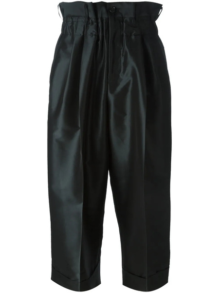 Comme Des Garçons Cropped Pleated Trousers - Black 