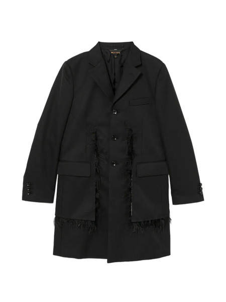  Comme Des Garçons Feather-trim Coat - Black 