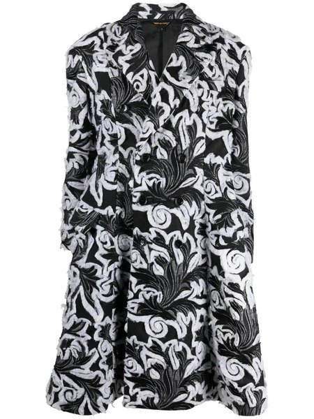  Comme Des Garçons Floral Jacquard Double-breasted Coat - Black 