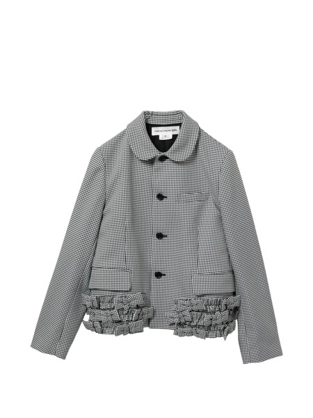  Comme Des Garçons Girl Ruffled Houndstooth Jacket - Black 