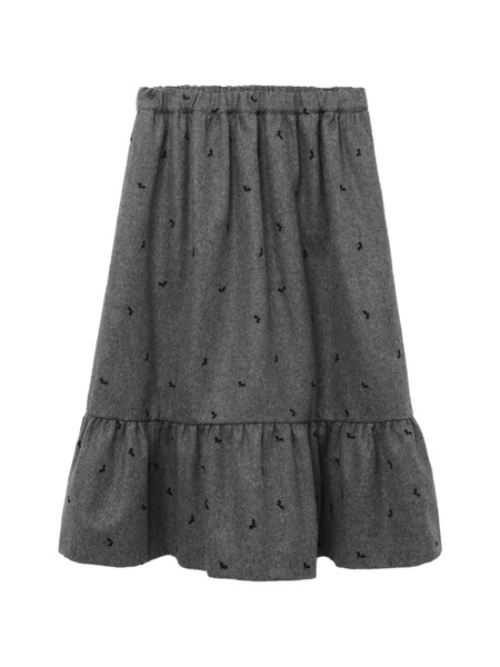  Comme Des Garçons Girl Ruffled Print Midi Skirt - Grey 