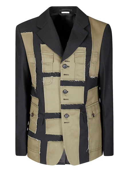  Comme Des Garçons Homme Plus Patchwork Wool Blazer - Black 
