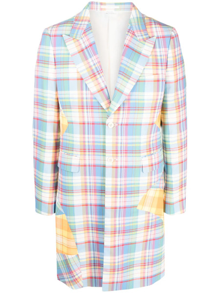  Comme Des Garçons Homme Plus Plaid Patchwork Single-breasted Coat - Blue 