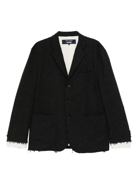  Comme Des Garçons Homme Single-breasted Frayed-edge Blazer - Black 