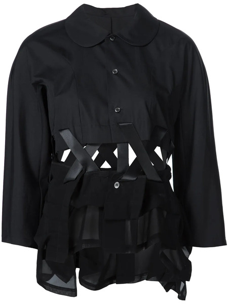  Comme Des Garçons Lace-up Hem Blouse - Black 