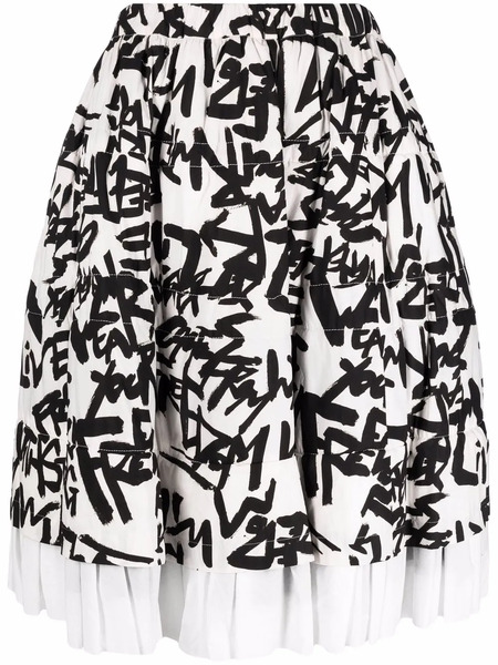  Comme Des Garçons Live Free-print Skirt - Black 