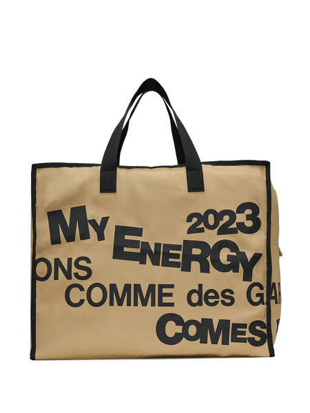  Comme Des Garçons Logo Cotton Tote Bag - Neutrals 