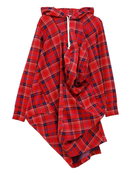 Comme Des Garçons Plaid-pattern Hoodie - Red 