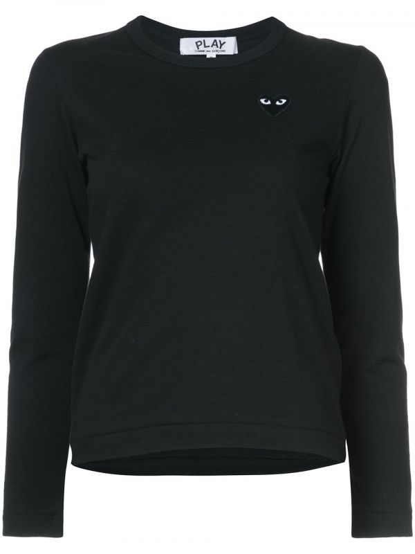  Comme Des Garçons Play Heart Embellished Top - Black 
