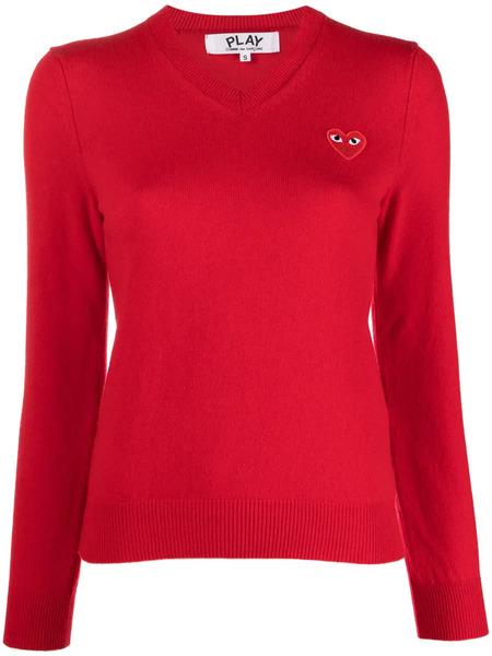  Comme Des Garçons Play Heart Logo Wool Jumper - Red 