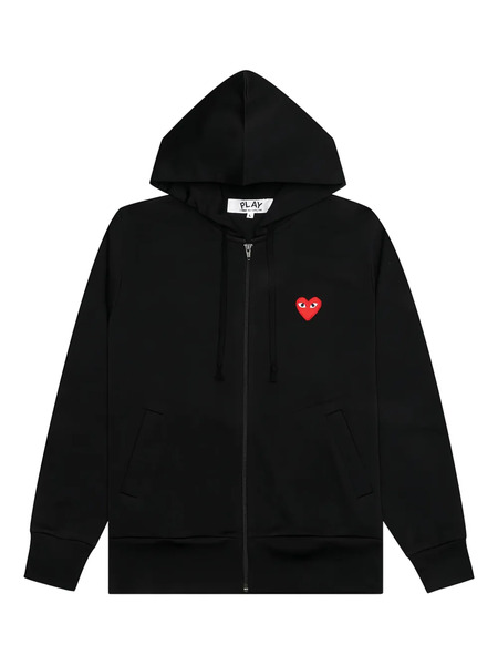  Comme Des Garçons Play Heart-logo Zip-up Sweatshirt - Black 