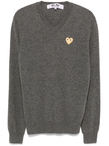  Comme Des Garçons Play Heart-patch Sweater - Grey 