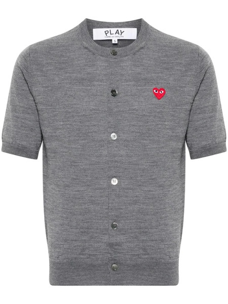  Comme Des Garçons Play Heart-patch Wool Cardigan - Grey 