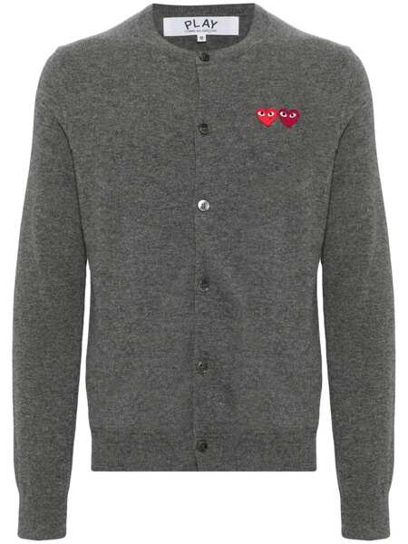  Comme Des Garçons Play Heart-patch Wool Cardigan - Grey 