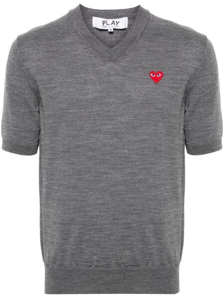  Comme Des Garçons Play Heart-patch Wool Jumper - Grey 