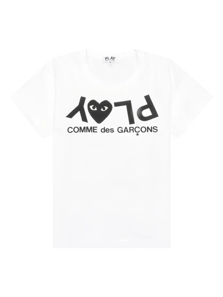  Comme Des Garçons Play Kids Cdg Play Inverted Text T-shirt - White 