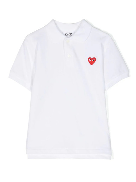  Comme Des Garçons Play Kids Heart-patch T-shirt - White 