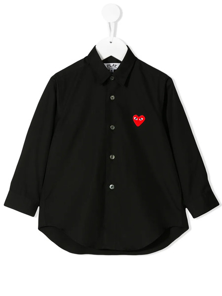  Comme Des Garçons Play Kids Logo Patch Shirt - Black 
