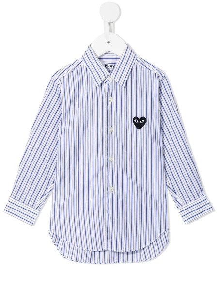 Comme Des Garçons Play Kids Striped Button-up Shirt - Blue 