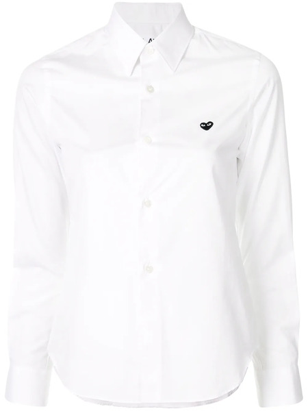  Comme Des Garçons Play Logo Embroidered Plain Shirt - White 