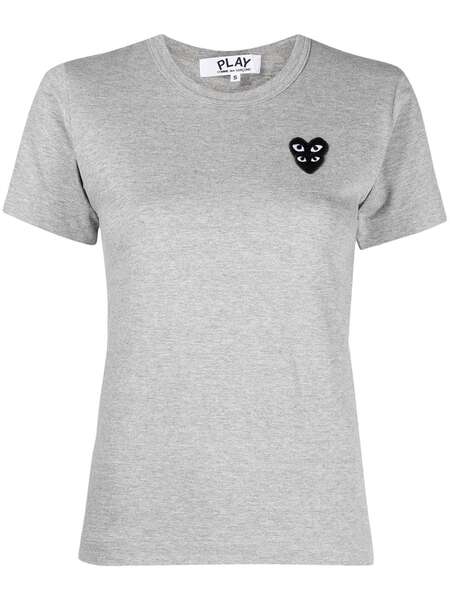  Comme Des Garçons Play Logo-embroidered Short-sleeved T-shirt - Grey 
