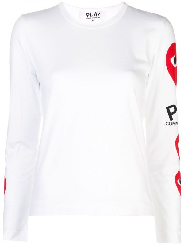  Comme Des Garçons Play Logo Heart Sweatshirt - White 