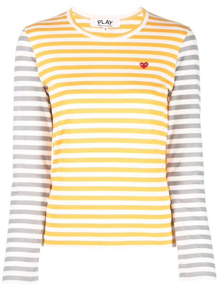  Comme Des Garçons Play Logo-patch Striped T-shirt - Orange 