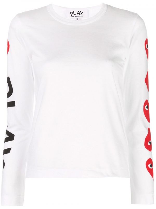  Comme Des Garçons Play Logo Print Sweatshirt - White 