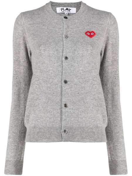  Comme Des Garçons Play Logo-print Wool Cardigan - Grey 
