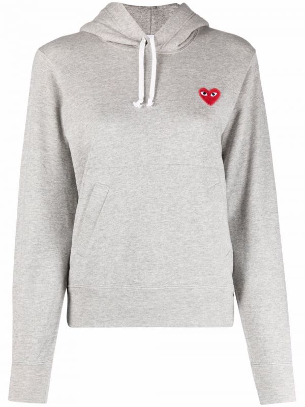  Comme Des Garçons Play Patch-detail Hoodie - Grey 