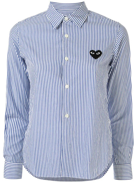  Comme Des Garçons Play Striped-print Branded Shirt - Blue 