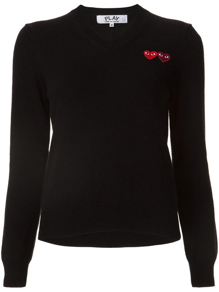  Comme Des Garçons Play V Neck Jumper - Black 