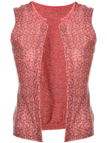  Comme Des Garçons Pre-owned 1990s Floral-pattern Wool Vest - Pink 