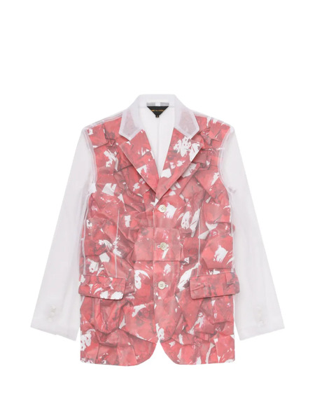  Comme Des Garçons Printed Sheer Blazer - White 