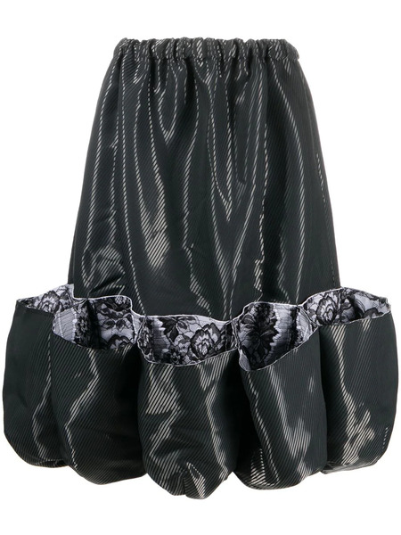  Comme Des Garçons Puff Hem Lace-trim Skirt - Black 