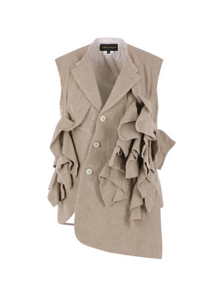  Comme Des Garçons Ruffled Buttoned Gilet - Neutrals 