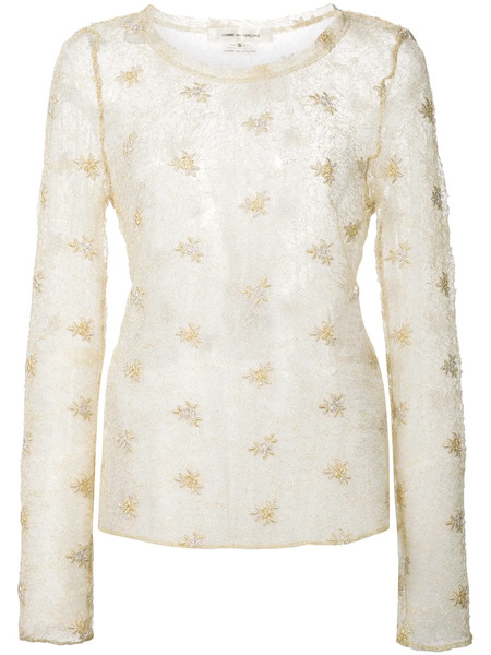  Comme Des Garçons Ruffled Hem Lace Blouse - White 